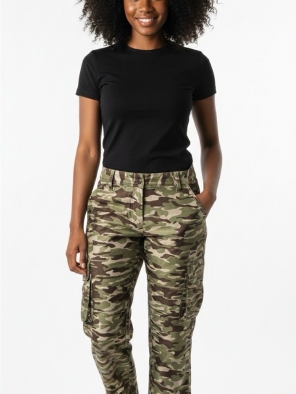 Express Olive Green Camo Cargo Shorts